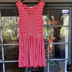 Red and White Striped Sleeveless Dress